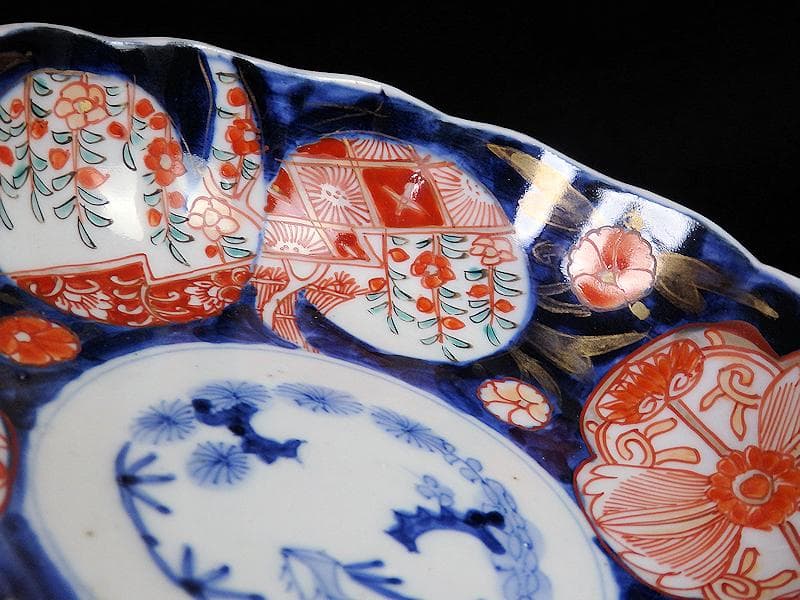 古伊万里　金襴手　枝垂れ桜に花の図　膾皿　5客　C738AS-fbef