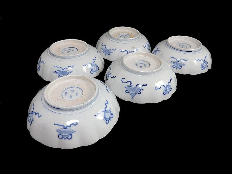 古伊万里　金襴手　枝垂れ桜に花の図　膾皿　5客　C738AS-fbef