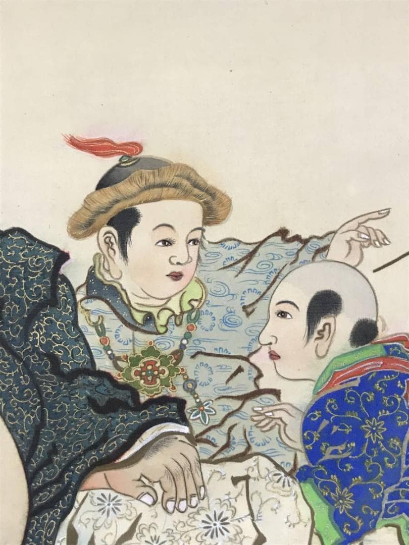 【真作】斎藤香昇/布袋唐子図/横物/掛軸/名家伝来/AB-836