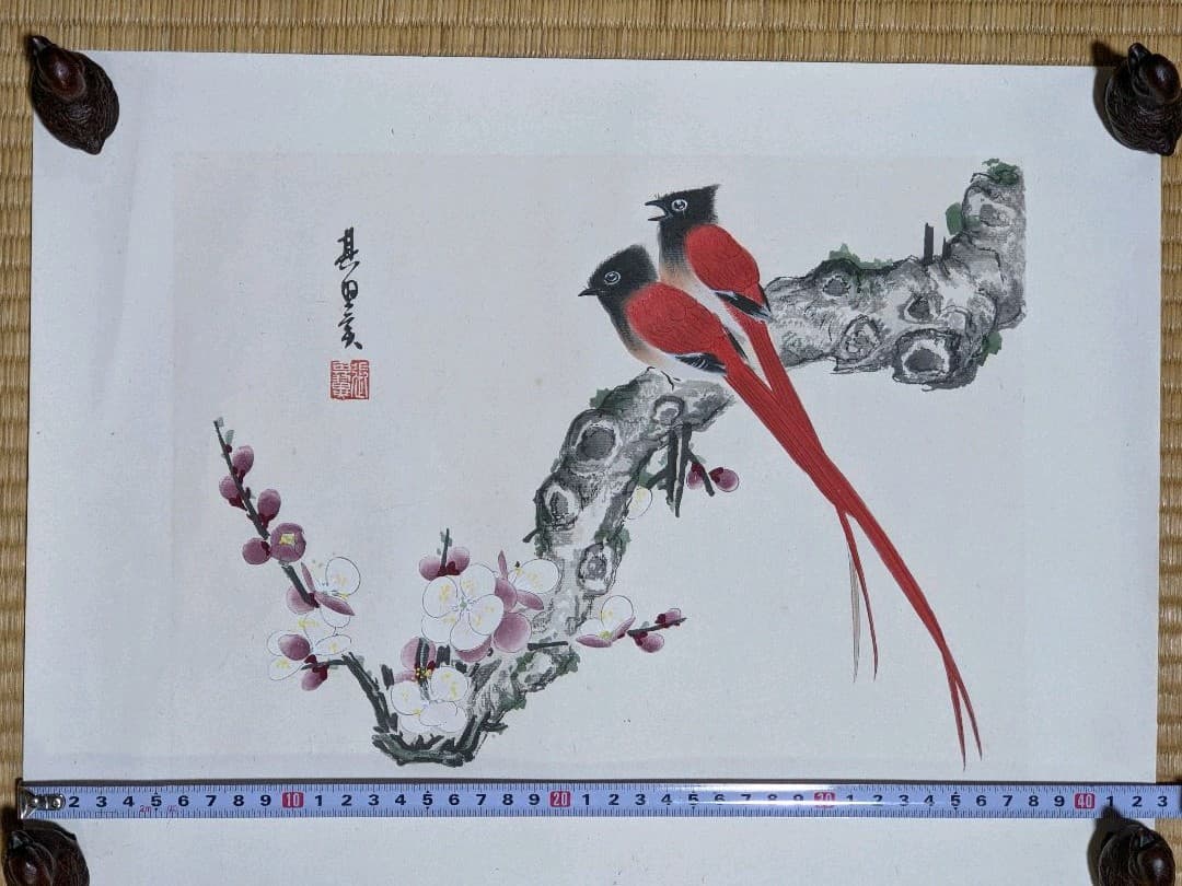 ♦中国 梅花尾長鳥 書画骨董 水墨画 絵画 骨董品 コレクション アンティーク
