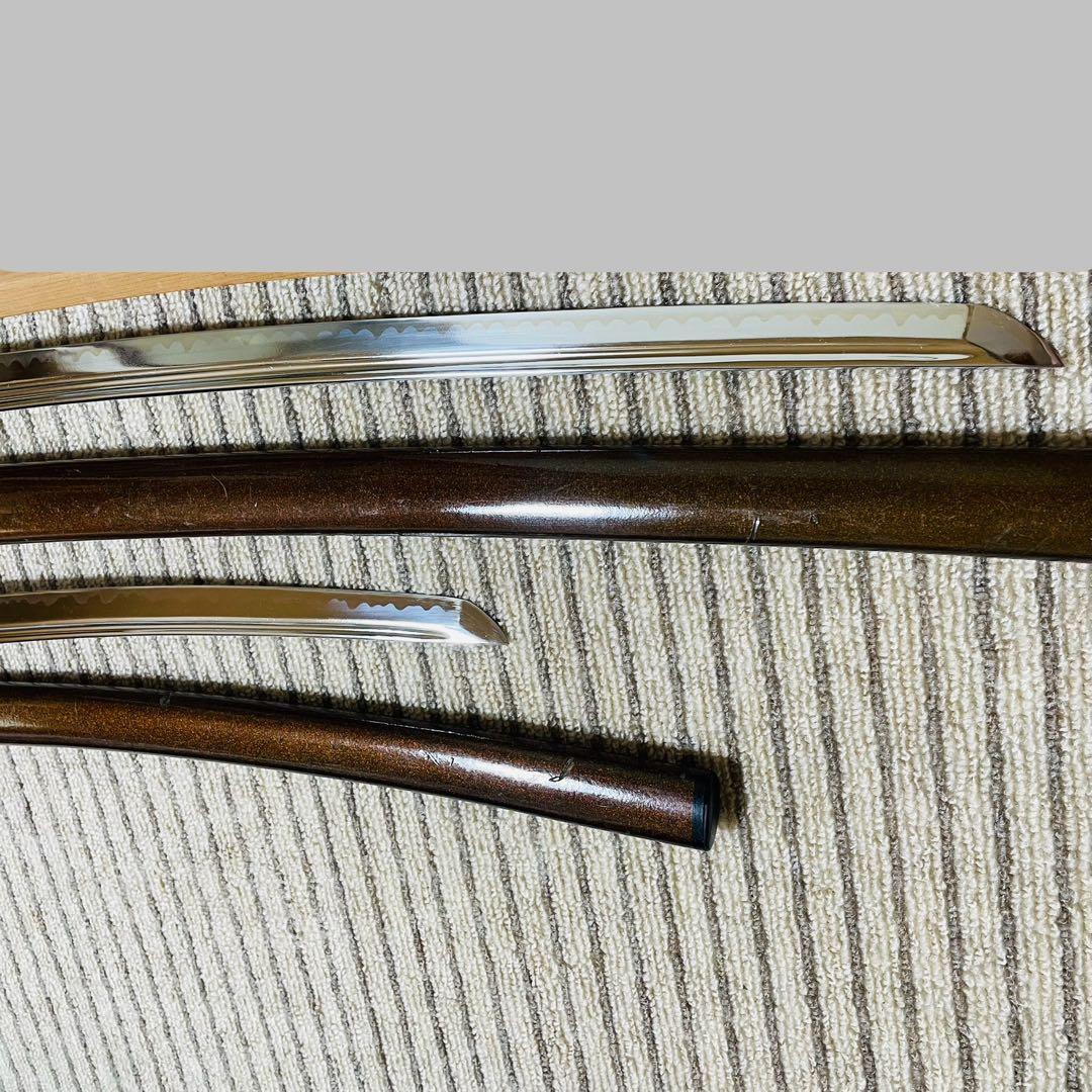 模造刀 日本刀 武具 刀剣 樋入刀身 高級刀 2本セット 太刀 脇差 (C02)