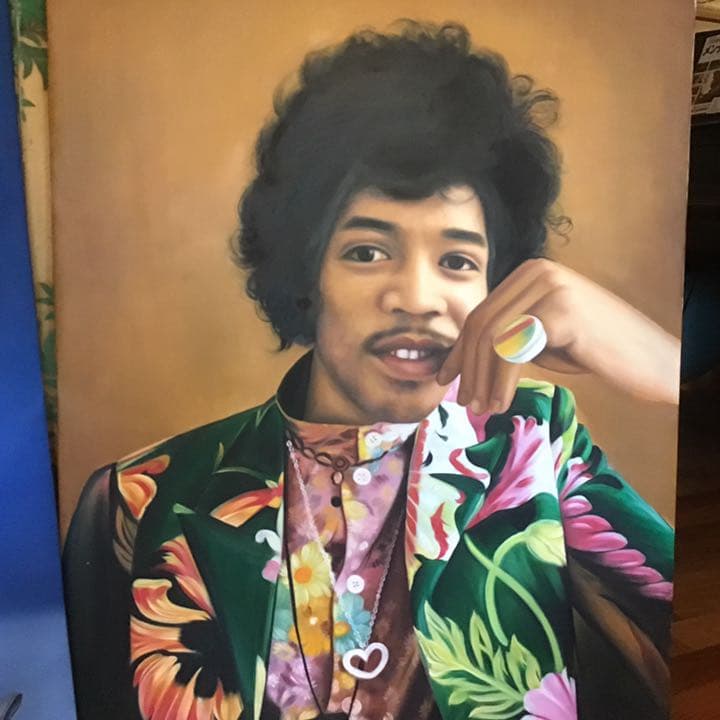 油絵 ロックスターの肖像画  2枚セット。100cm✖️80cmの大迫力