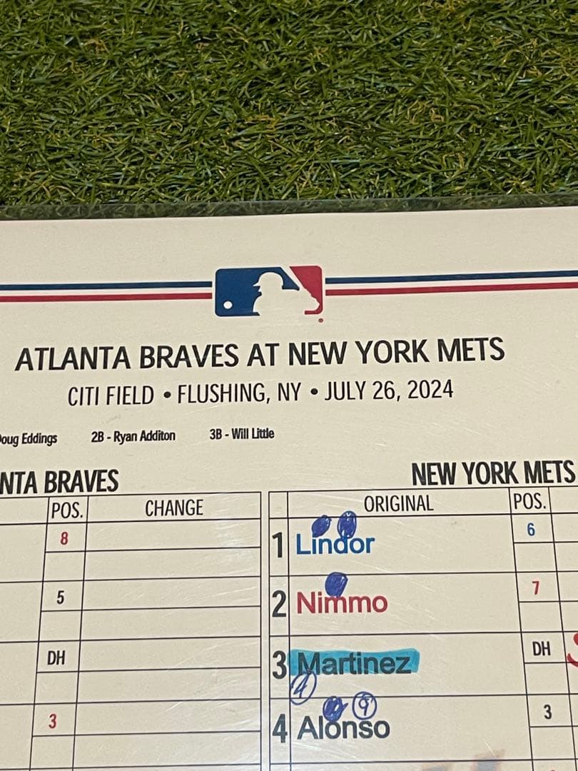 千賀滉大　日米通算100勝達成試合実使用ラインナップカード