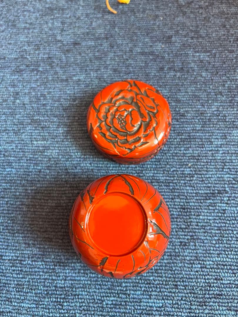 994 堆朱　牡丹彫　棗　未使用