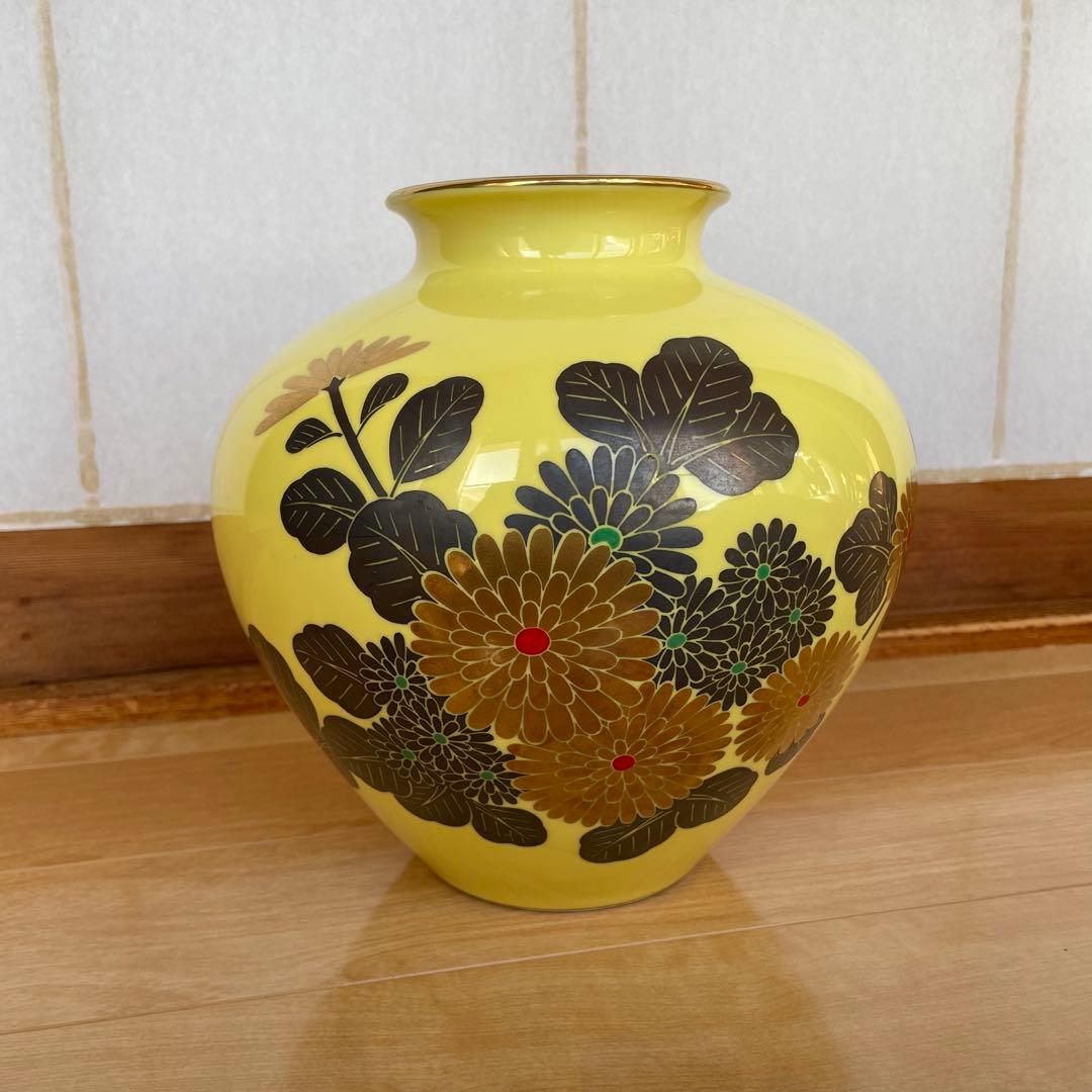 アンティーク 菊 壺 置物