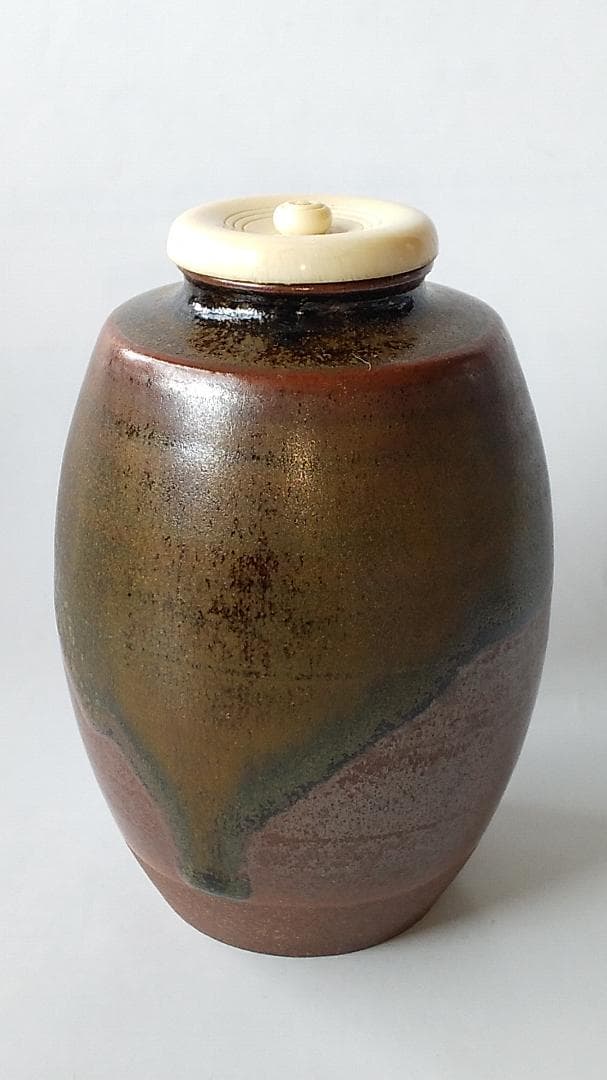 丹波茶入 信水窯 市野信水 作 仕覆 東山裂 共箱 肩衝茶入 茶入 茶道具 美品