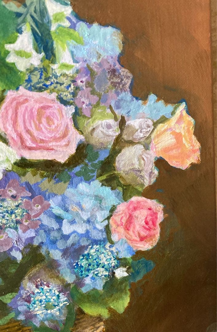 油彩画　「　花　かご　」　原画　F6