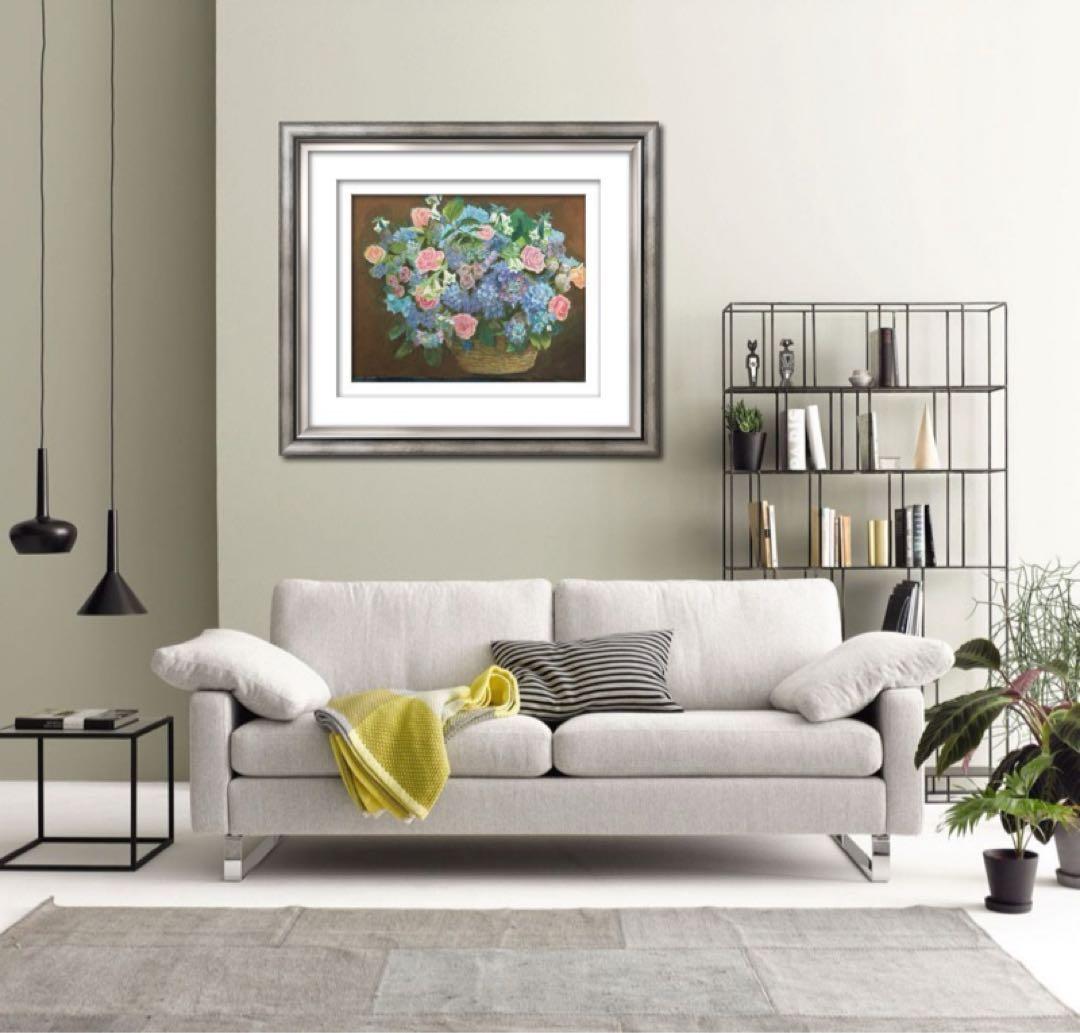 油彩画　「　花　かご　」　原画　F6