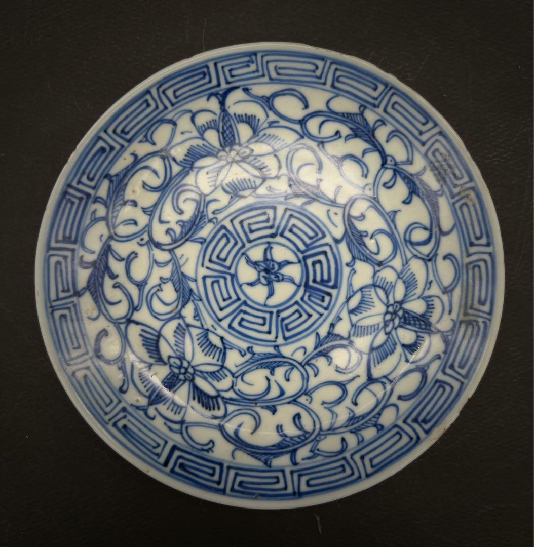 中国美術 古玩 清代 青花 飾り皿 古道具