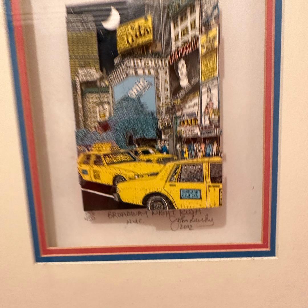 切り抜き絵、額付き、作者名入り