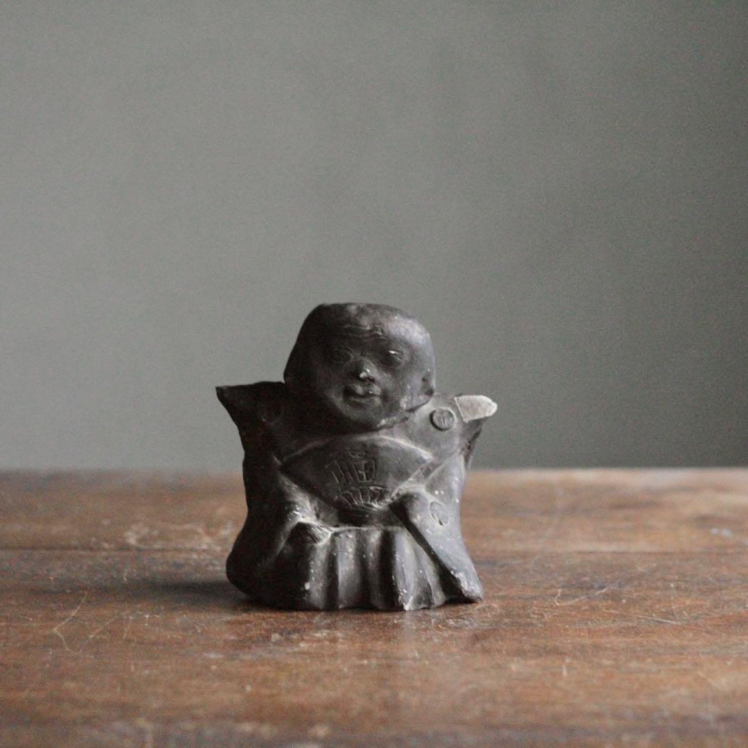 瓦質 福助人形 郷土人形 民芸 古道具 アンティーク オブジェ