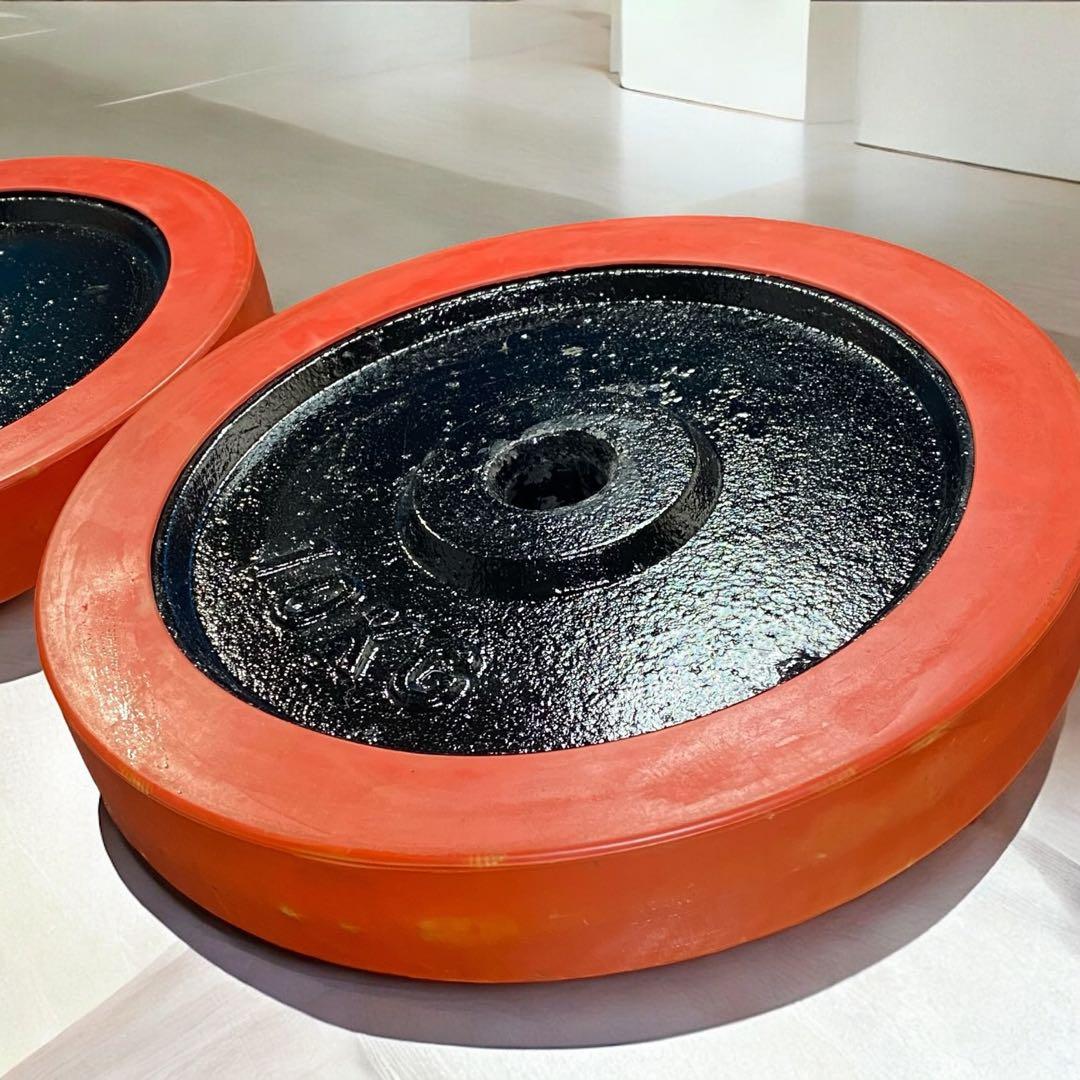 ラバー付 バーベルプレート10kgx2枚セット 合計20kg シャフト径28mm