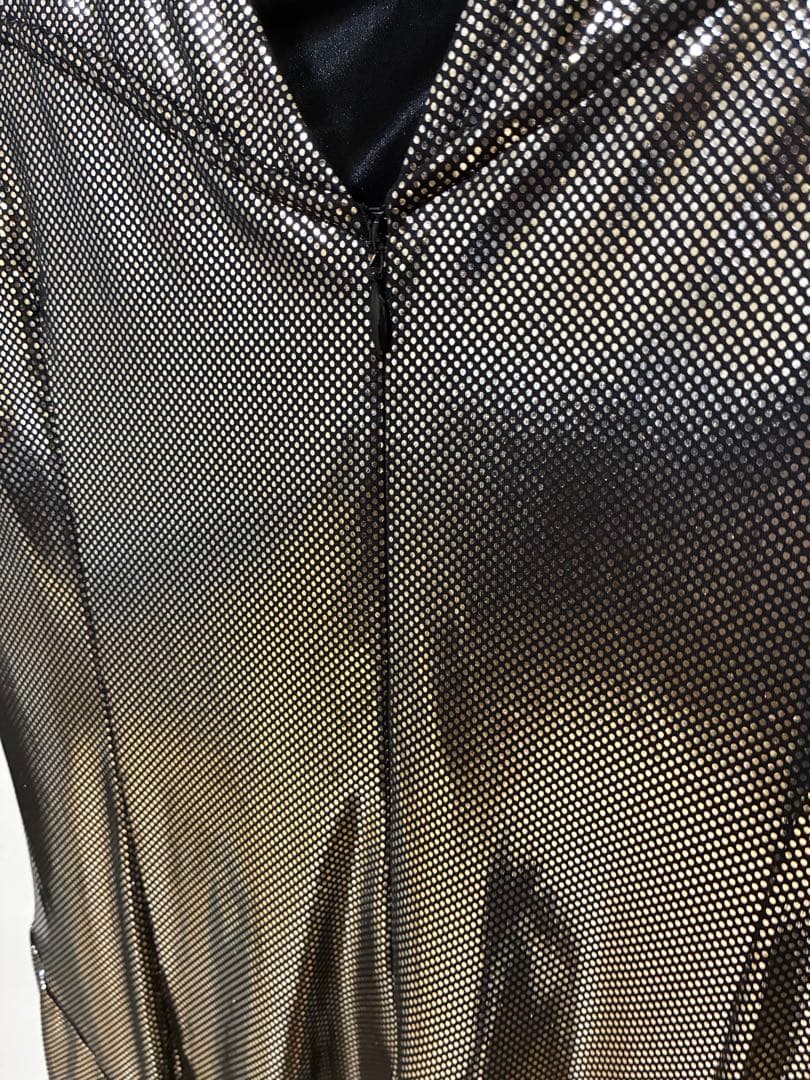 Create-sun 社交ダンス ドレス 黒×シルバー メタリックデザイン