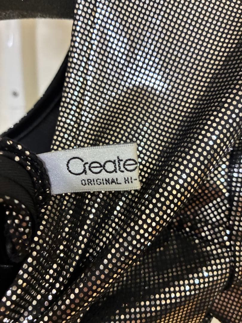 Create-sun 社交ダンス ドレス 黒×シルバー メタリックデザイン