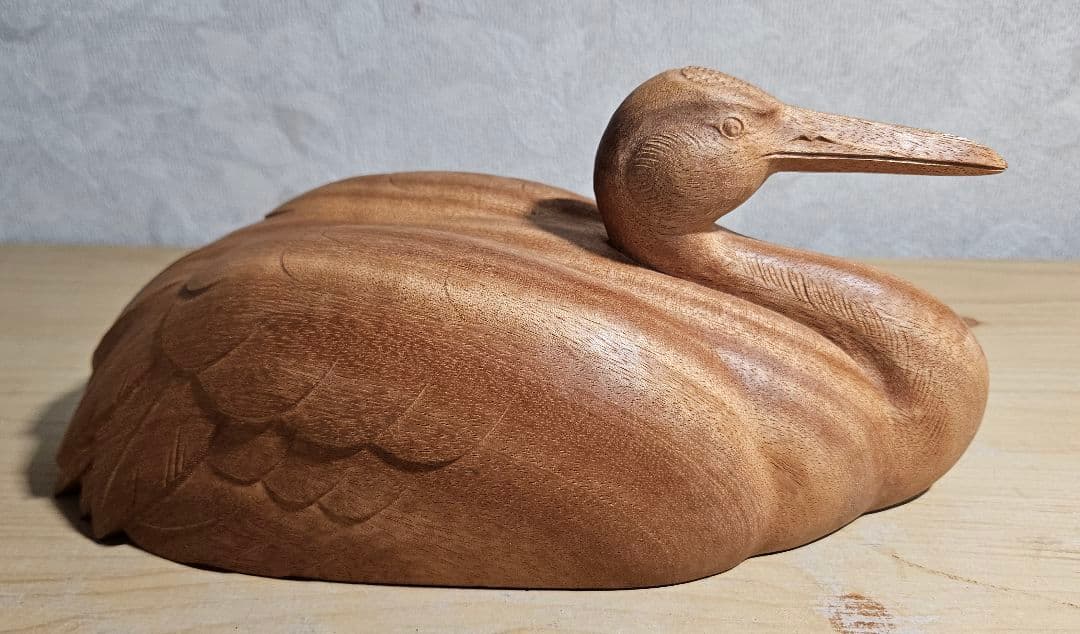 名工 井波彫刻 川原和夫作 木彫 『鶴』骨董品　アンティーク