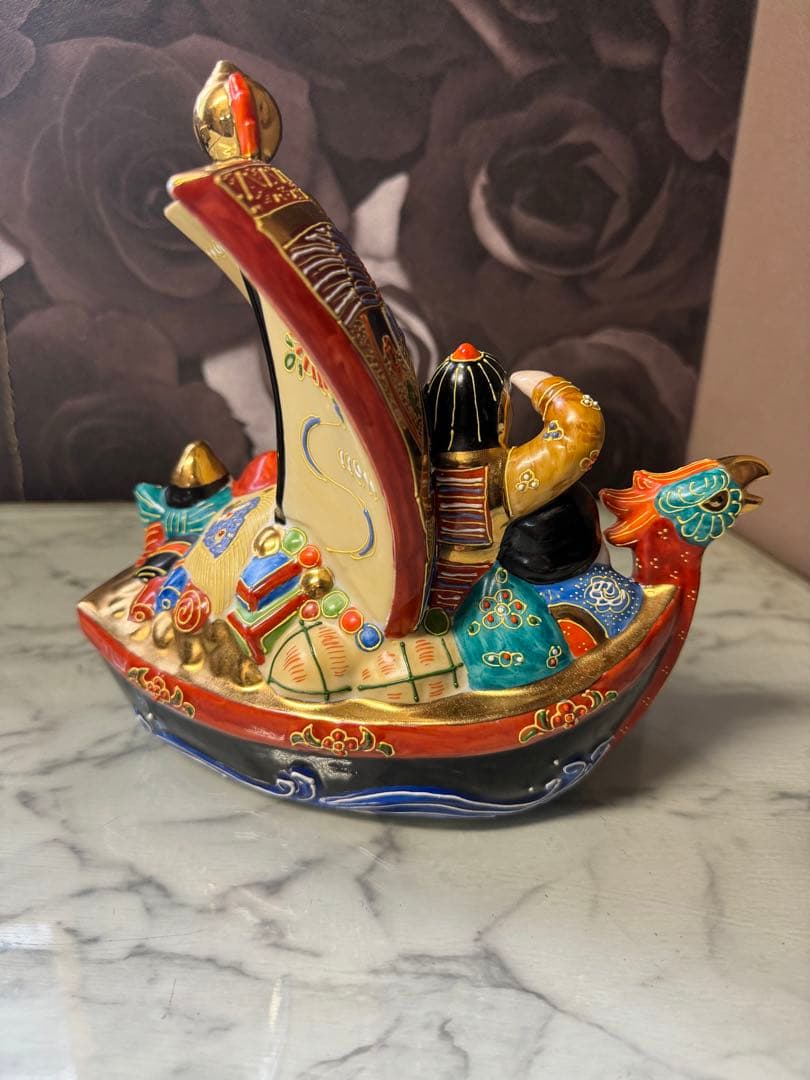 九谷長峰 宝船 七福神 縁起物 商売繁盛 金 九谷焼