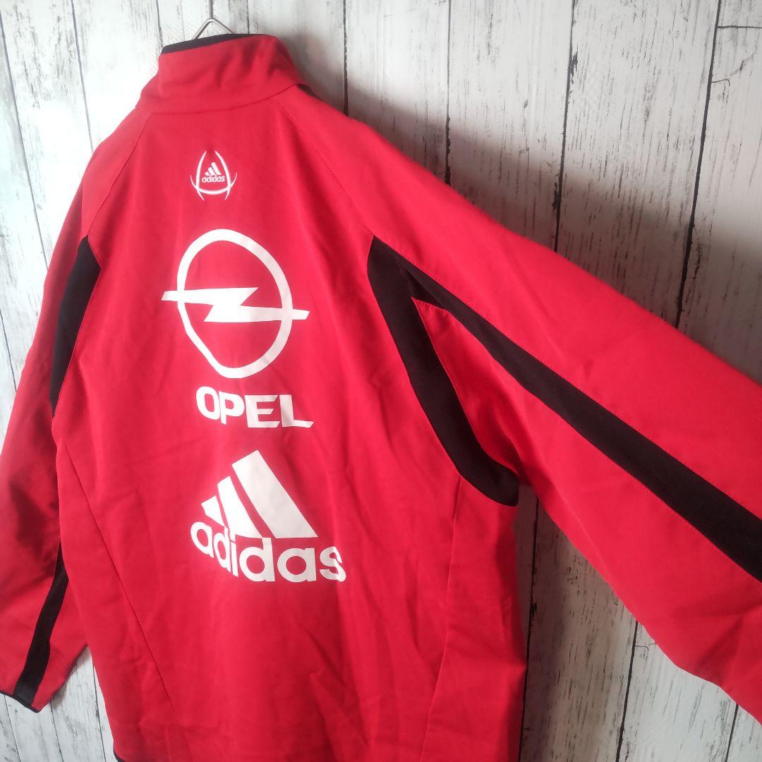 00s　アディダス　ACミラン　トレーニングウェア　ハーフジップ　赤　黒　O