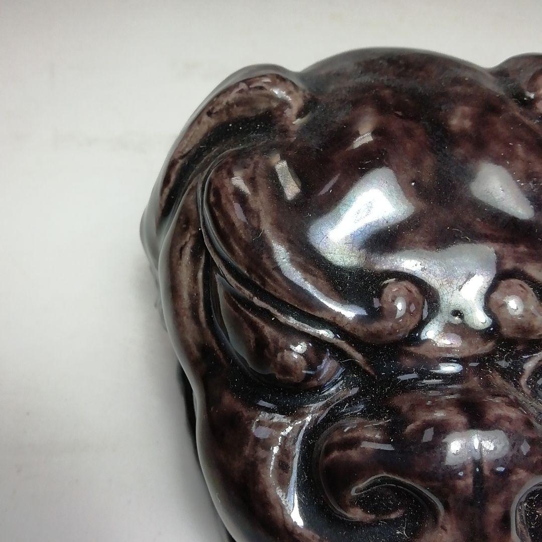 Ｓ７２５　香合　『獅子頭』『九谷焼』『朝倉文夫作』　共箱　茶道具