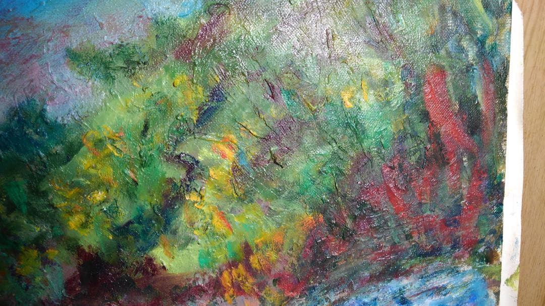 風景油彩画 印象派風 サインあり