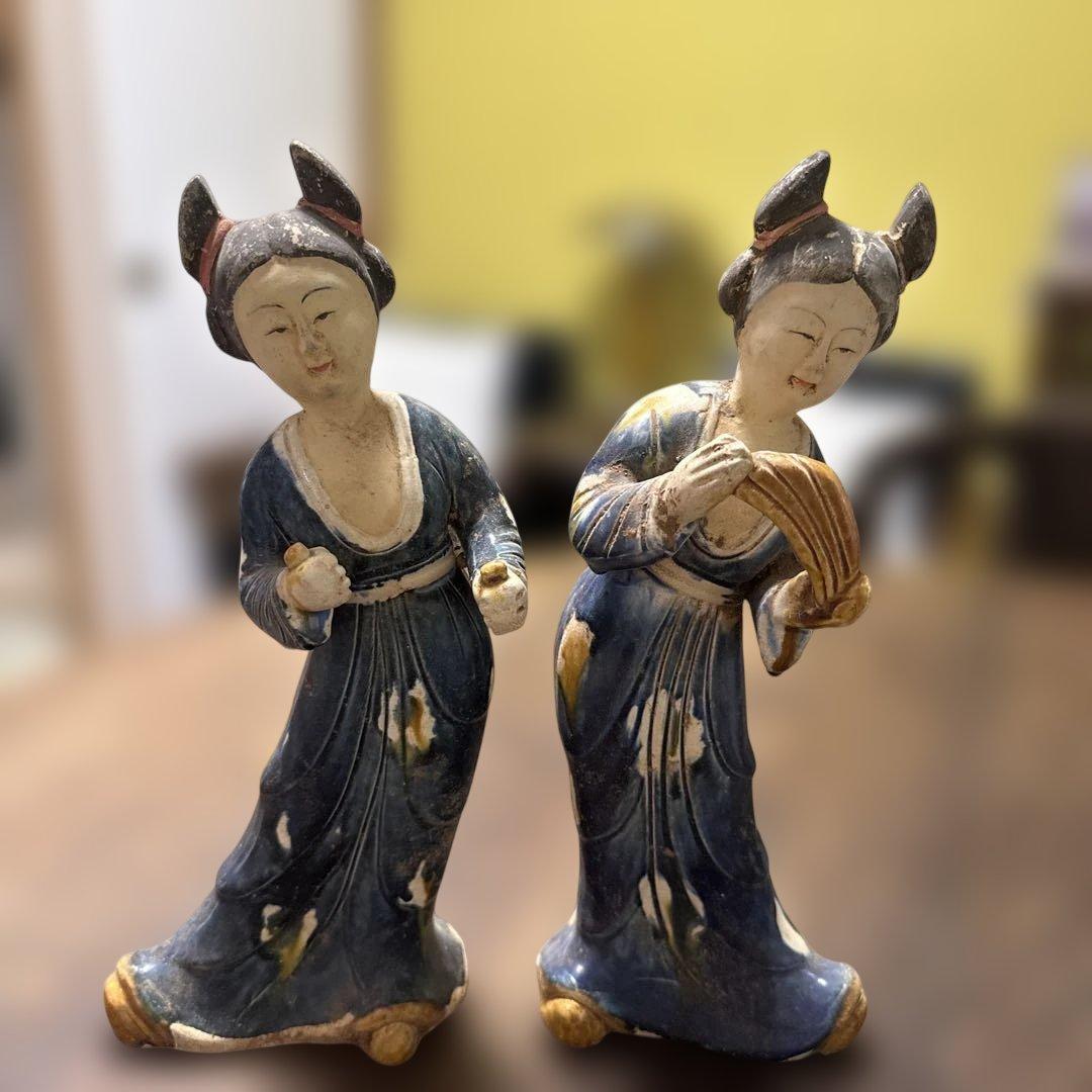 中国美術　置物　陶器　唐三彩女性俑　インテリア　古美術品