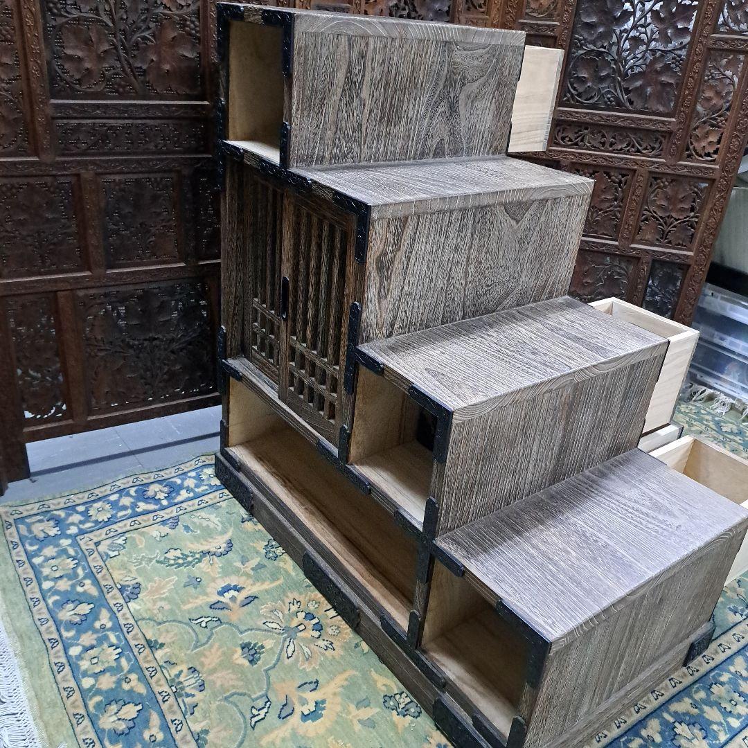 ♡総桐格子戸付き階段タンス 右上がり　左上がり　両面使い♡