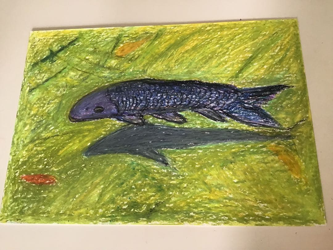 パステル画 鯉を描きました。B5サイズです。