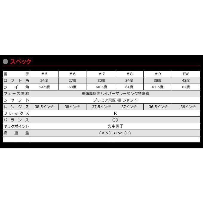 ●新品 高反発CBRブラックプレミア アイアン プレミア飛匠シャフト 6本セット