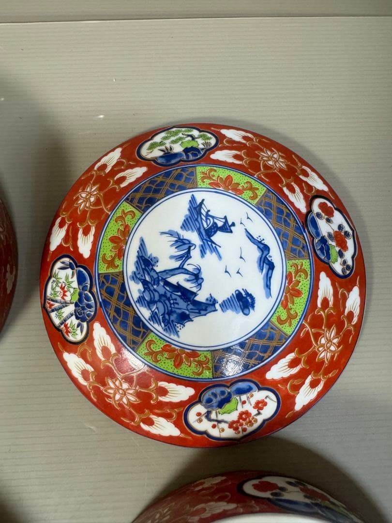 2295 伊万里風 松竹梅 三段重 提げ台