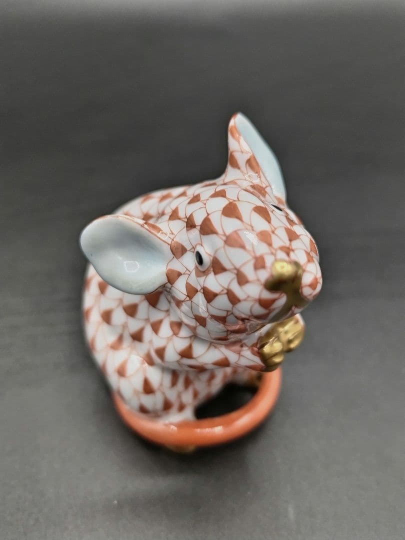 HEREND 干支シリーズ 「子(ね)」金彩仕上げ置物　フィギュリン磁器