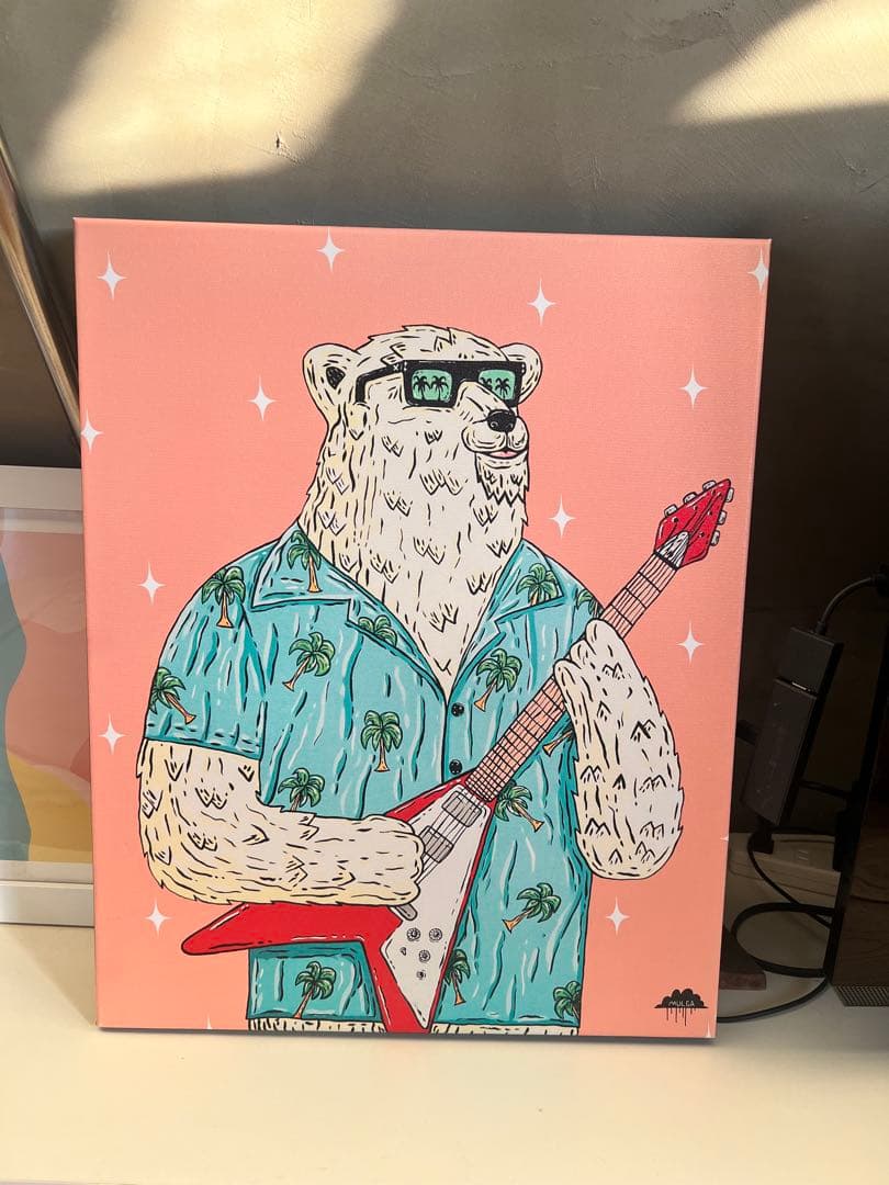 MULGA キャンバスアート クマ ギター インテリア 壁掛け