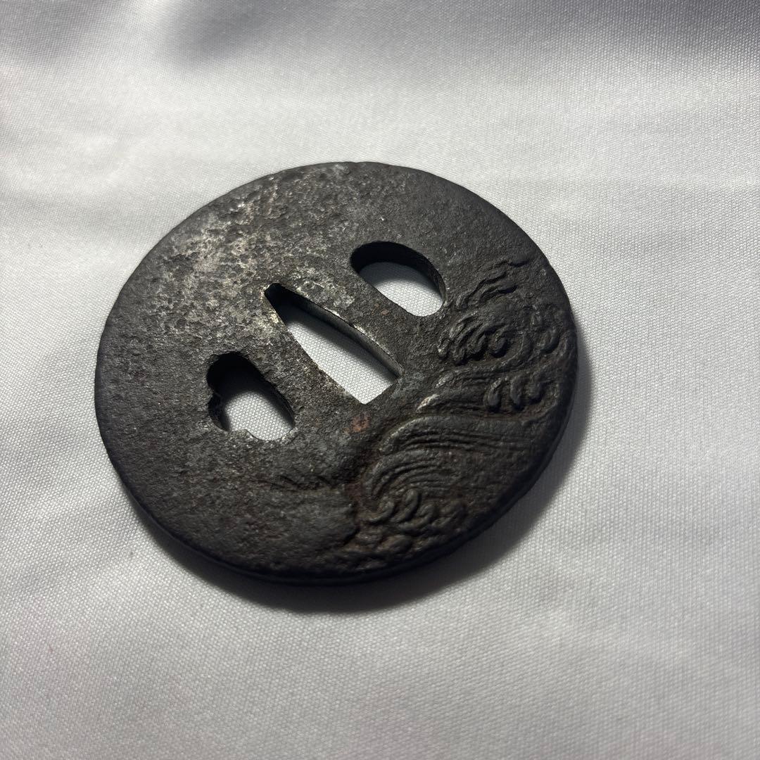 武具　鐔　鍔　登龍門図　鯉の滝登り　出世　縁起の良い図柄　在銘？！　江戸時代