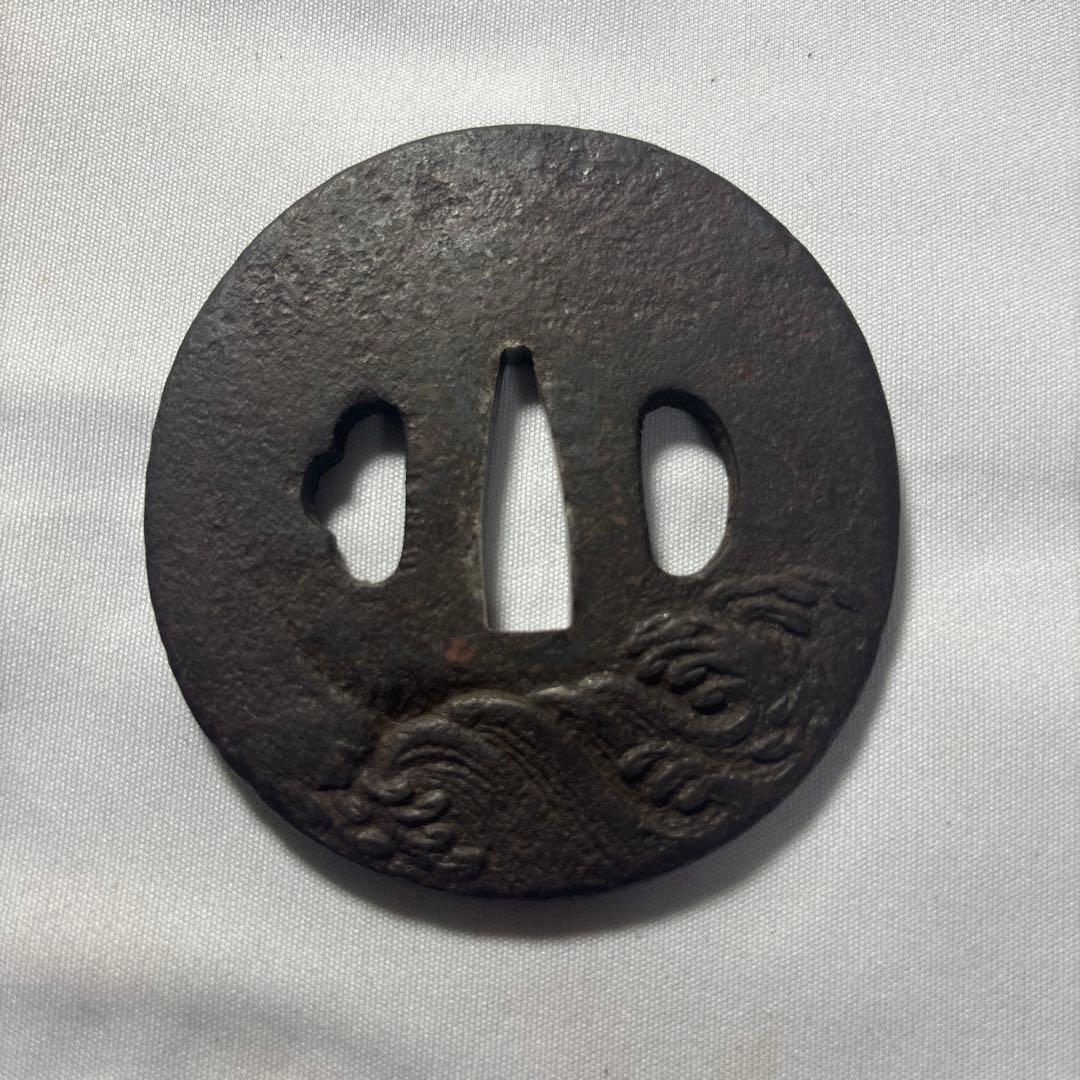 武具　鐔　鍔　登龍門図　鯉の滝登り　出世　縁起の良い図柄　在銘？！　江戸時代