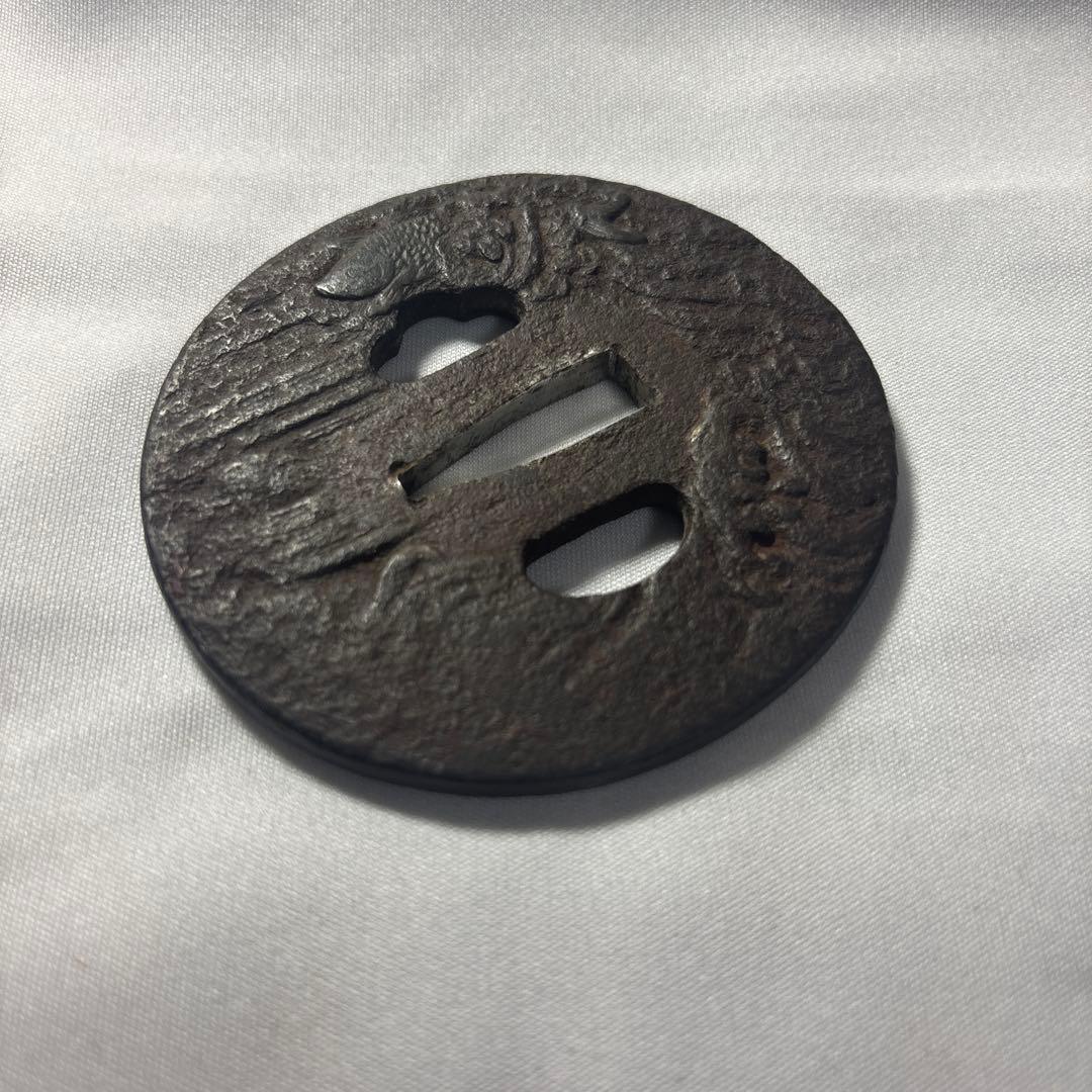 武具　鐔　鍔　登龍門図　鯉の滝登り　出世　縁起の良い図柄　在銘？！　江戸時代