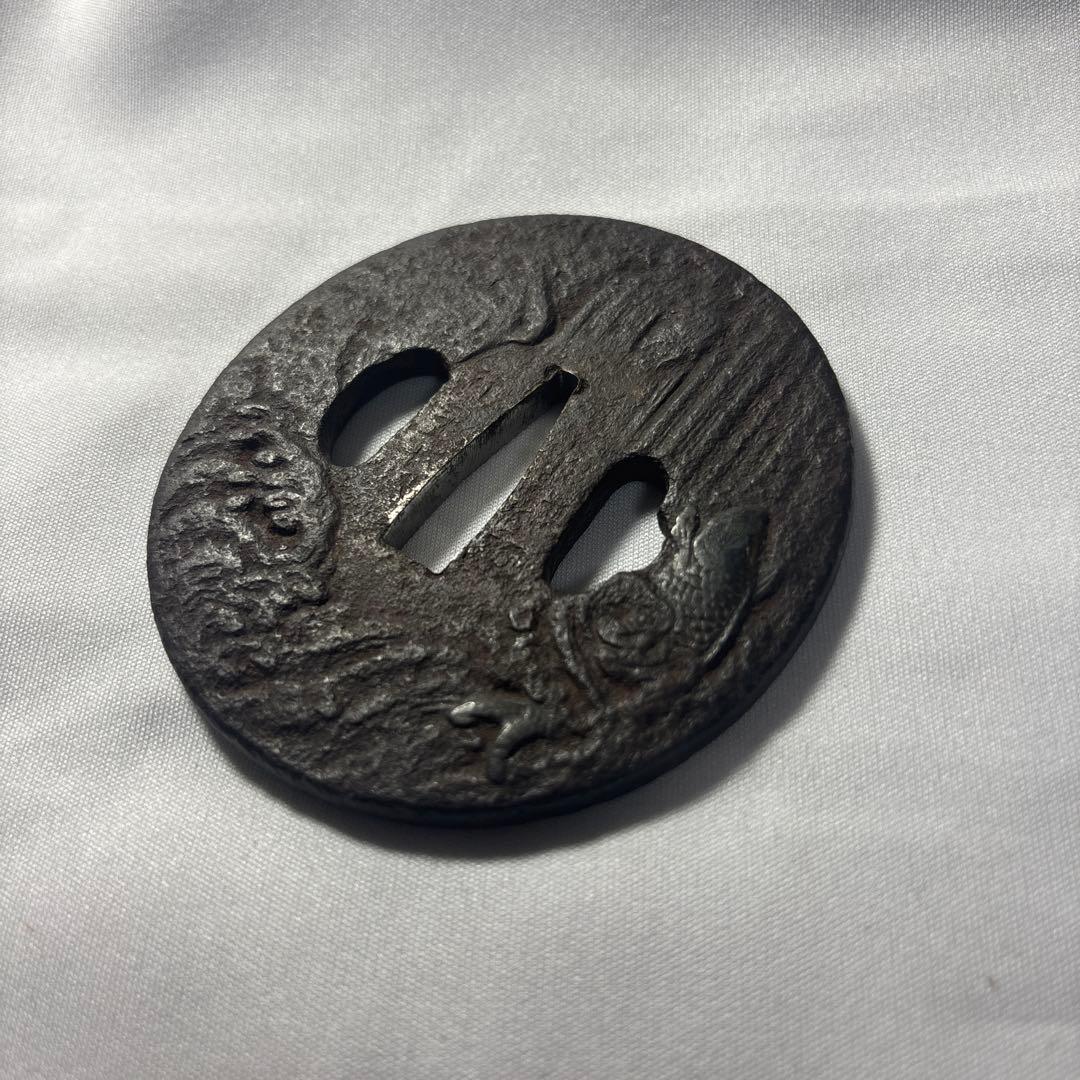 武具　鐔　鍔　登龍門図　鯉の滝登り　出世　縁起の良い図柄　在銘？！　江戸時代