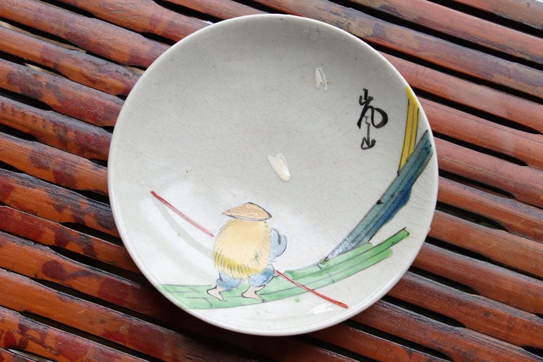 陶芸　清水焼　京都名所絵皿　８枚　木箱付　11.8cm