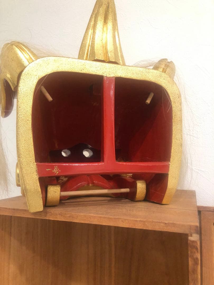 獅子頭　『一夢』　横山一夢　在銘　共箱　縁起物　魔除け　正月　金獅子