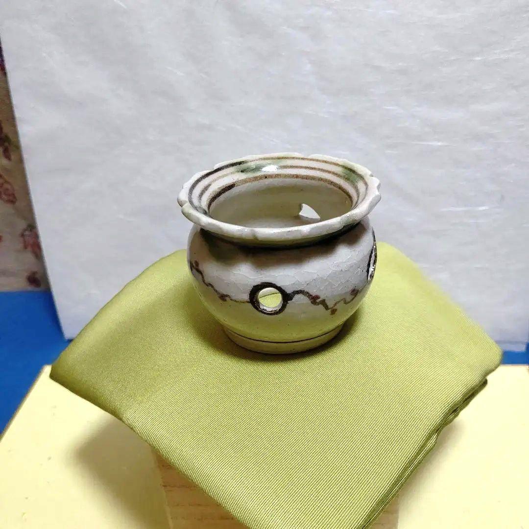 茶道具、蓋置、弥七田織部、加藤光右衛門作、はな3番