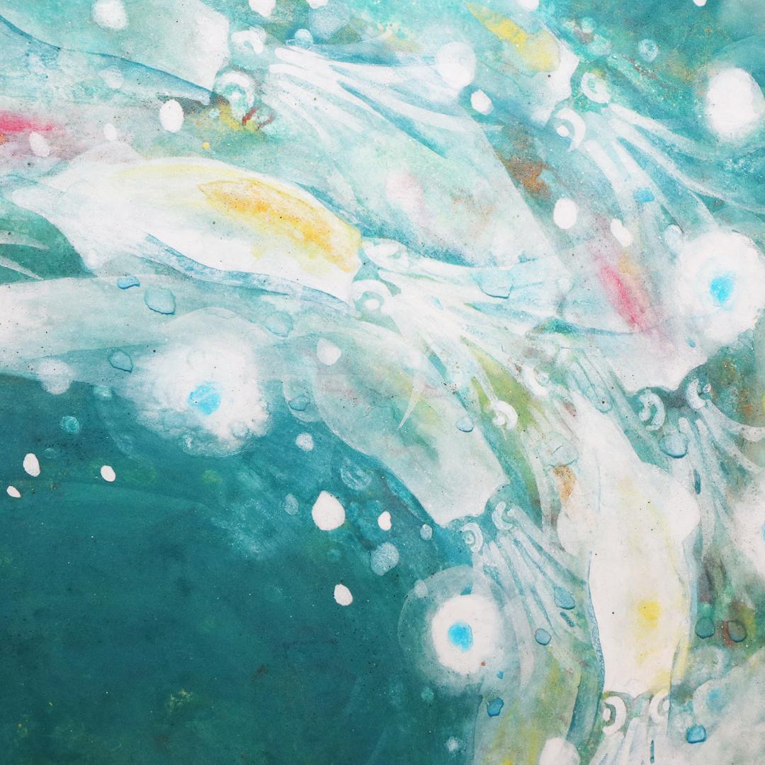 石田俊良 6号『群』日本画 額装 絵画　ホタルイカ