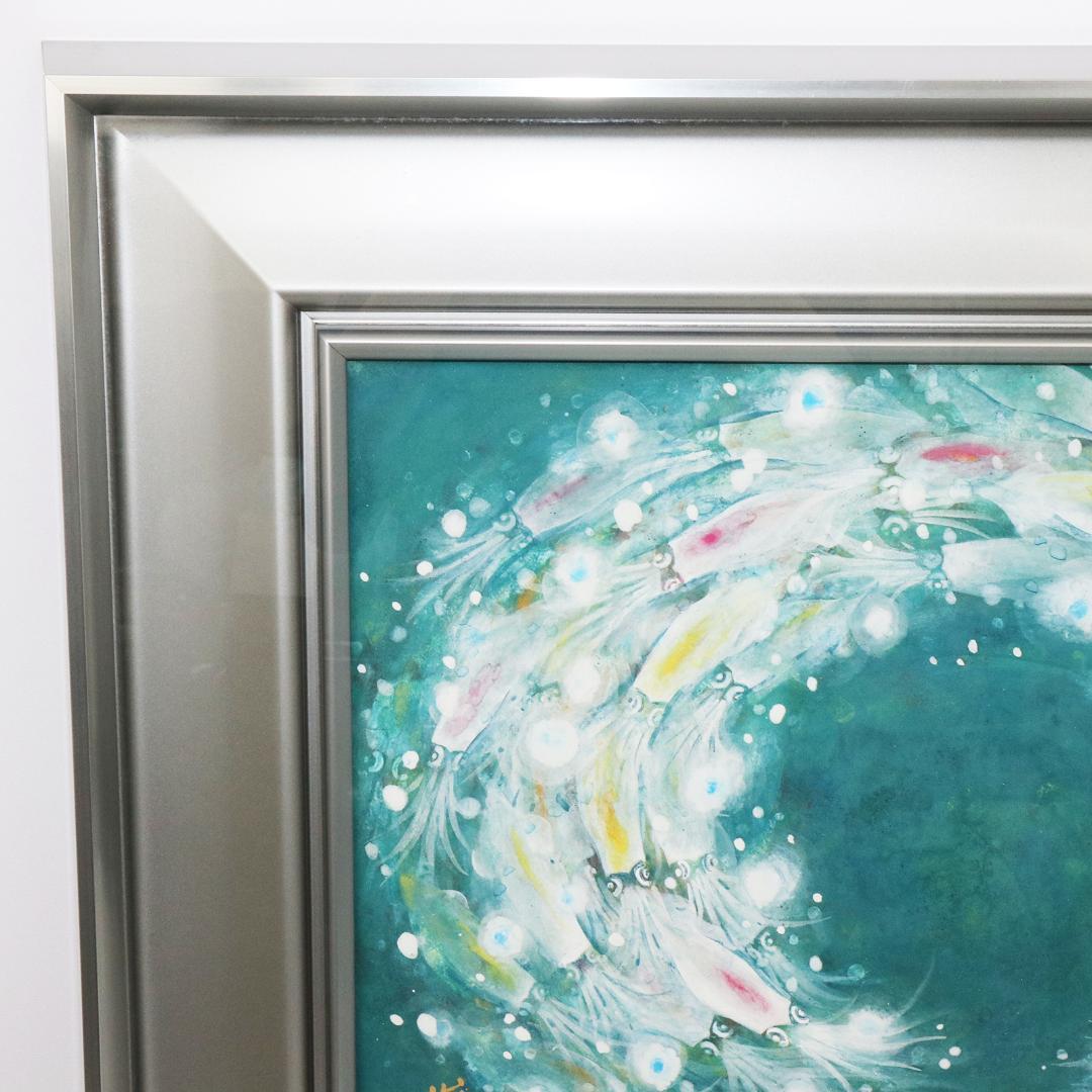 石田俊良 6号『群』日本画 額装 絵画　ホタルイカ