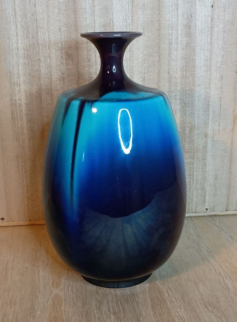 ■人間国宝■三代徳田八十吉■赤文字八十吉銘■花瓶■