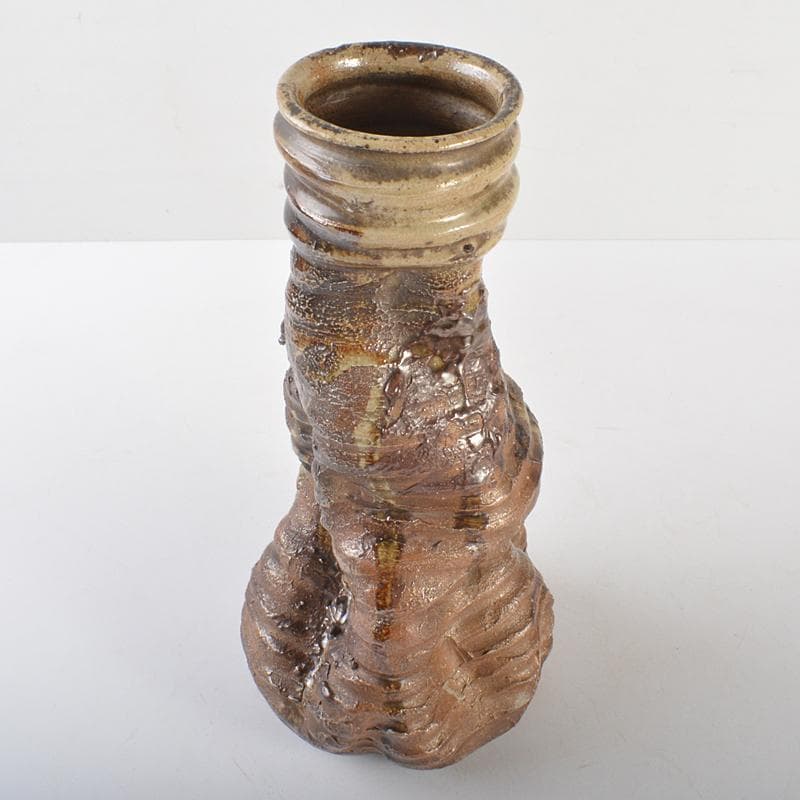 伊賀焼　古伊賀　江戸末期　変形花入　加藤卓男識箱　M　R6357B