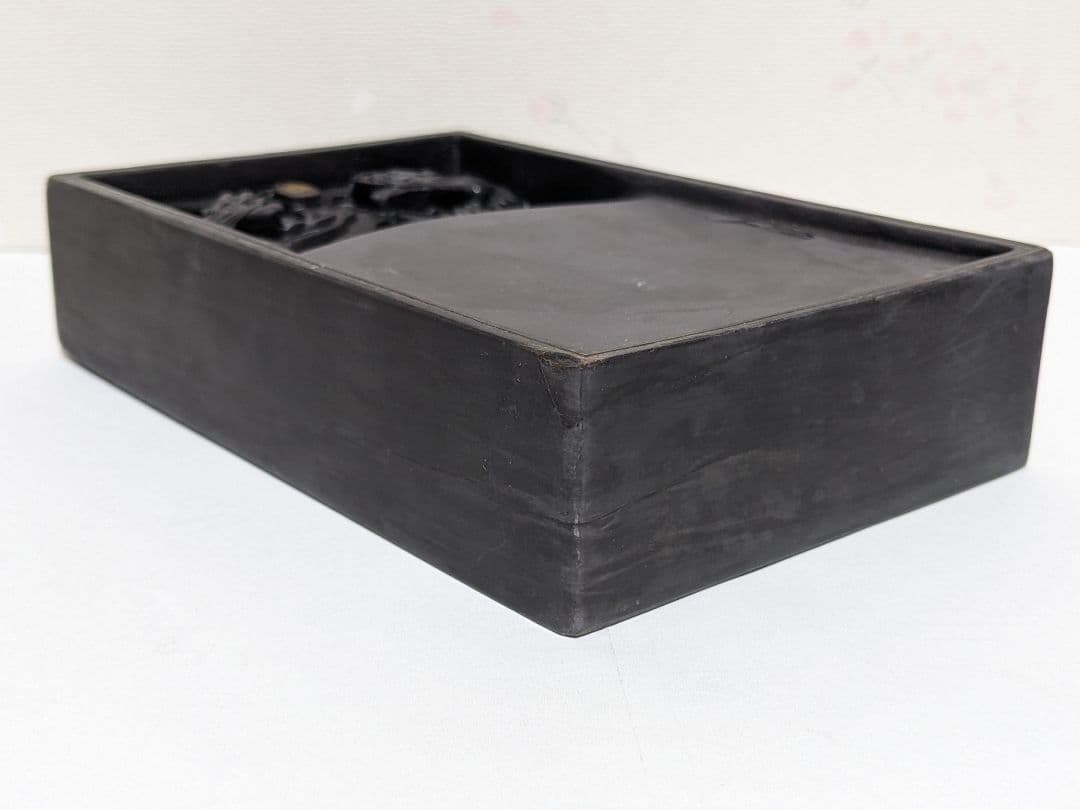 ♦中国 端州名硯 紫色 双龍 石眼 古硯 共箱入 端渓硯 文房四宝 美術品骨董品