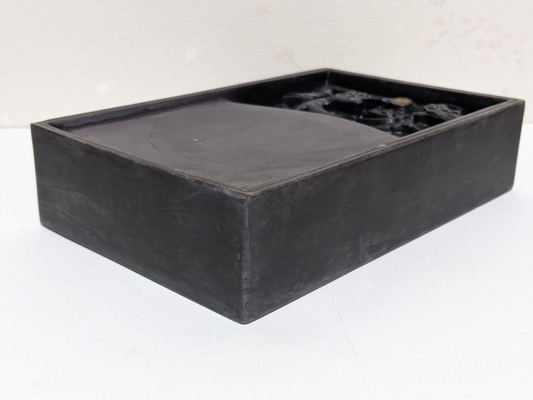 ♦中国 端州名硯 紫色 双龍 石眼 古硯 共箱入 端渓硯 文房四宝 美術品骨董品