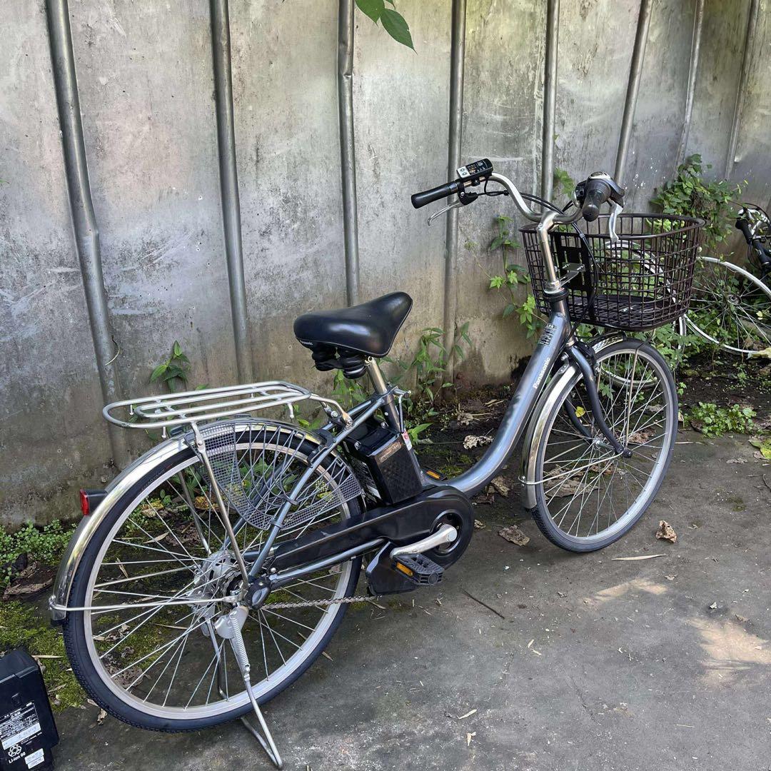 Panasonic 電動アシスト自転車 グレー カゴ24インチバッテリー12ah