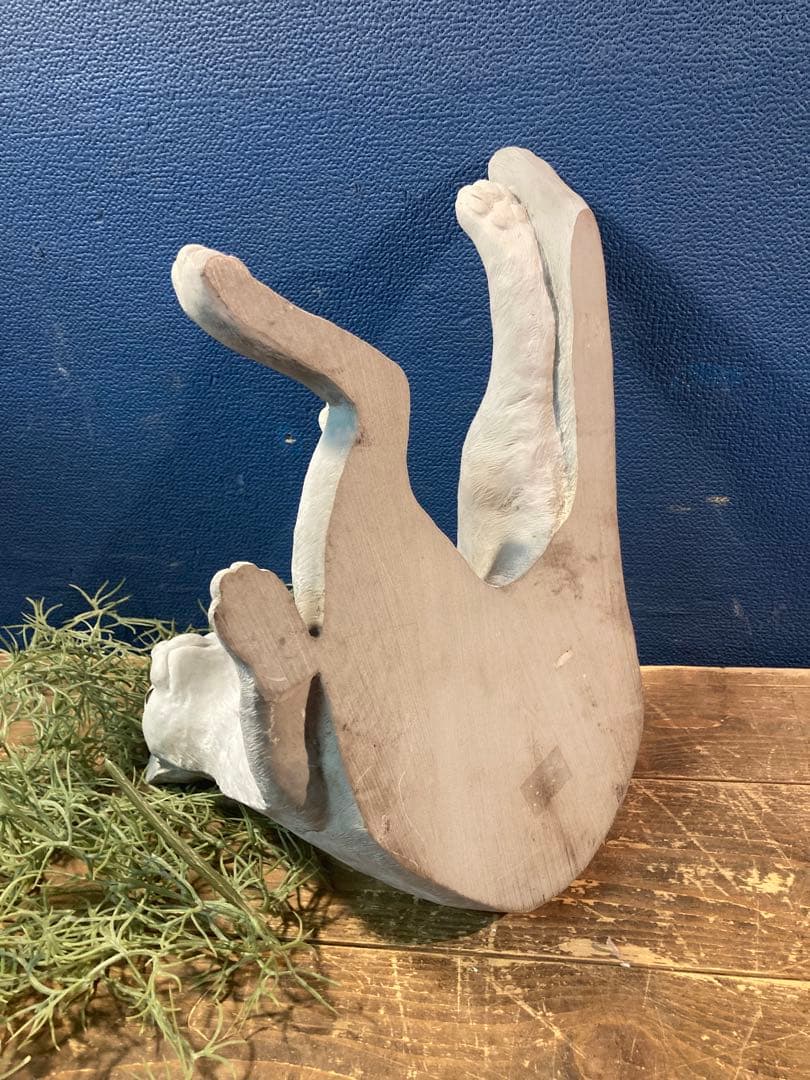 猫　白猫　アンティーク調　ガーデン雑貨　ガーデニング雑貨アンティーク　オブジェ