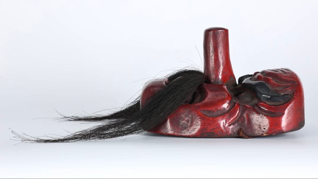 木彫神楽面 小天狗 赤天狗 古面 縁起物 魔除け 能面 狂言面 古美術 骨董品