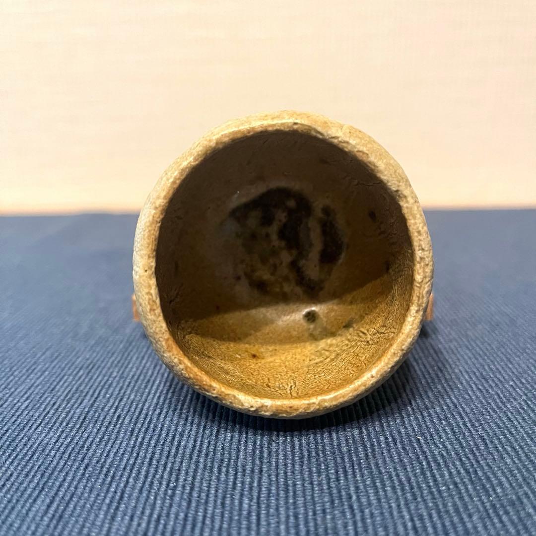 河本五郎作 灰釉 ぐい呑み おちょこ 共布 共箱