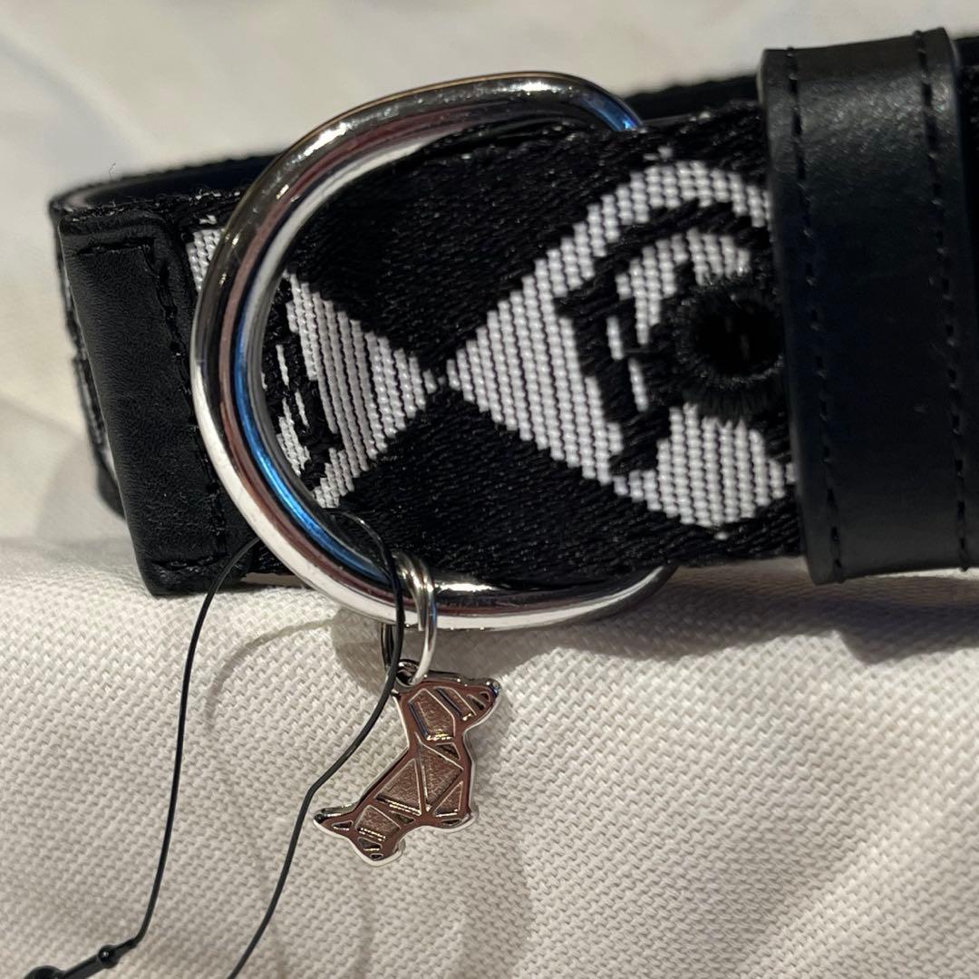 モンクレール　犬用リード&首輪セット　黒系　シグネチャー柄　ロゴが目立つ　高級