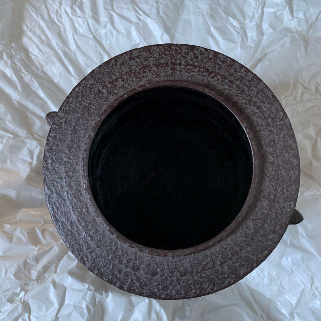 【美品】人間国宝 釜師 高橋敬典 糸目 筒釜　環付　共箱　共布　茶道具