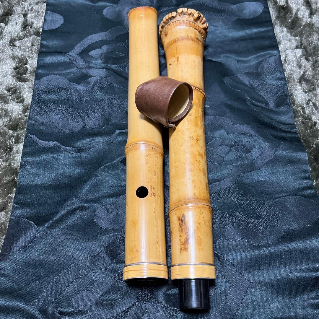 尺八 琴古流 在銘 二尺管 中継ぎ籐巻き銀三線 【音出し確認済み】